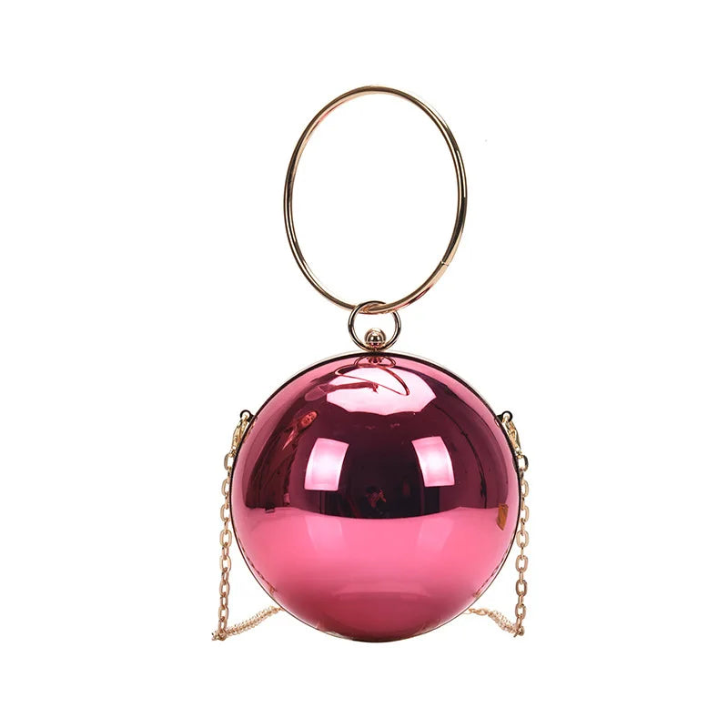 the BALL BAG - Luxury Women Round Ball Evening Bag, Fashion Smooth Bright Surface Clutch Bag, Ladies Crossbody Bag, Party Chain Handbag Purse