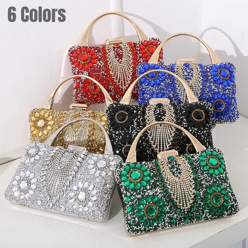 the TREASURE - Rhinestone Beaded Clutch Evening Bag, Women Wedding Party Purse, Evening Banquet Bag