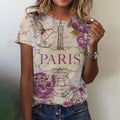 Summer Paris Eiffel Tower 3D Print T-shirts Women Streetwear Casual Fashion Y2k Short Sleeve T Shirt O-neck Tees Tops Clothing