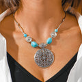 the STATEMENT - Bohemia Turquoise Stone Necklace for Women Chokers Handmade Pendants Necklaces Statement Jewelry