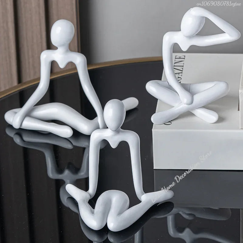 the STICK PEOPLE - 1pc Plastic Thinker Statues Abstract Mini Characters Figurines, Home Office Study Room Bookshelf Decor Accessories