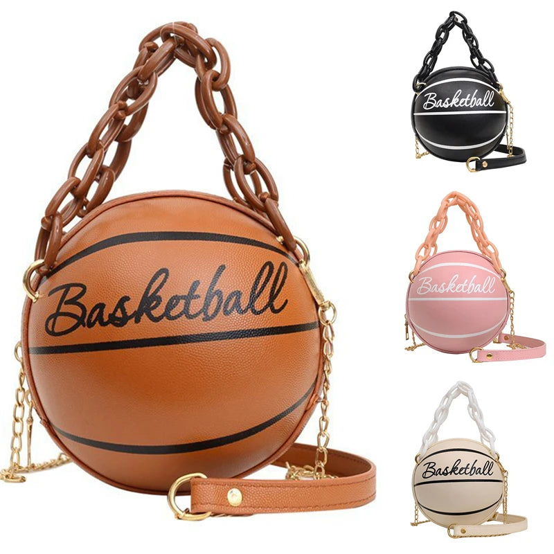 the BALLER - Women Ball Handbag, Round Basketball Shape Small Handbags, Casual PU Leather Crossbody Bags