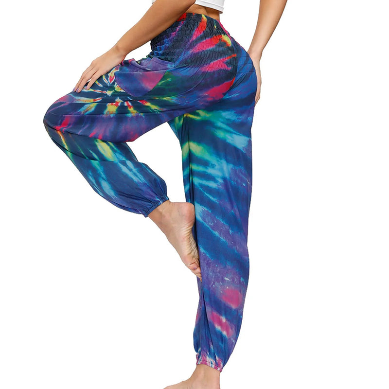 Women'S Pants Women'S Sweatpants Hippie Bohemian Palazzo Yoga Scrunched Bottom Women'S Tie Dye Harem Pants Vetement Femme