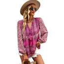 the BAGGY BOHO - Boho Floral Blouse V-Neck Tassel Long Sleeve Bohemian Summer Fashion Shirt for Women