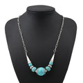 the AQUA MARINE - Bohemian Turquoise Natural Stone Pendants Necklace for Women