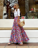 the SUNDAY STROLL - Boho Fashion Long Floral Summer/Autumn Loose Casual Elastic Waist Big Hem Long Skirts
