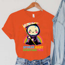 the SPOILER ALERT - Cartoon Rainbow Spoiler Alert Everyone Dies Print Vintage Reaper Sickle T-Shirts for Women
