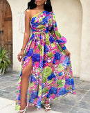 the BRIDESMAID BOHO - Spring/Summer Elegant Off Shoulder Print Loose Long Dress