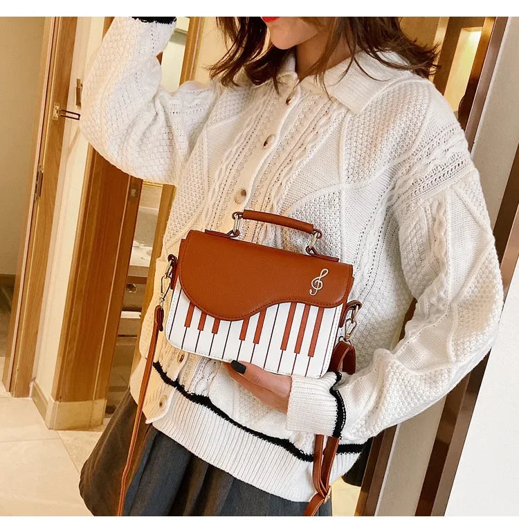 the KEYBOARD - Piano Design Women Shoulder Bags, PU Leather Messenger Bag, Handbag Fashion Crossbody Bag/Pocket Coin Purse