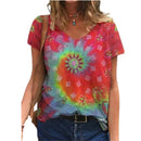 the PAINTED EASEL - Oversized Fashion Short Sleeve 3D Flower Print Loose Casual Female Clothing T-Shirts