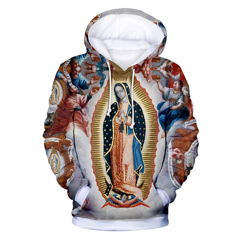 Virgin Mary 3D Print Hoodies Women Men Retro Streetwear Oversized Pullovers Y2k Hoodie Harajuku Sweatshirts Woman Tops Clothing