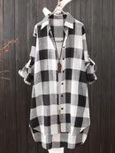 the PLAID BOHO - Women's Elegant Plaid Cotton Chic Blouses