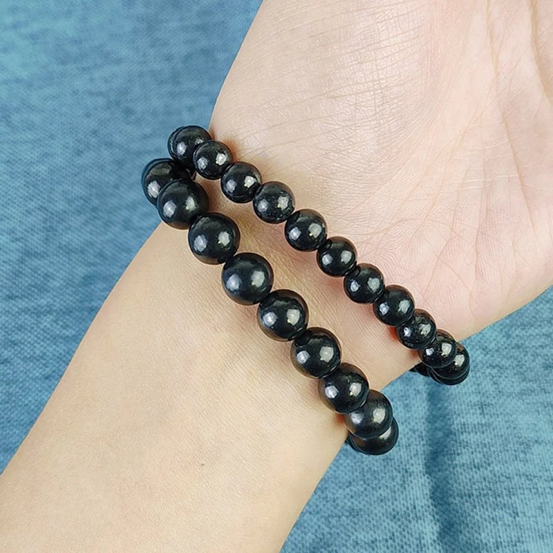 the SHUNGITE - 6MM/8MM Black Russia Shungite Bracelet Beads, Real Natural Crystal Jewelry Energy Stone For Health Care Healing Fengshui