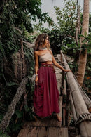 the CASTAWAY - Casual Bohemian Loose Cotton Skirt with Drawstring and Big Pockets