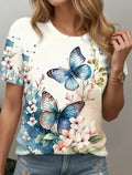 Women's T-shirt Summer New Butterfly Patterns Short Sleeve Fashion Sexy Girls Clothes Y2k Print Tees Casual Wowen's Clothing