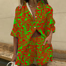the OFFICE PARTY - Casual Print Short Sleeve Shirts 2-Piece Set Shorts Summer Fashion Loose Office Shirts Suit Outfits