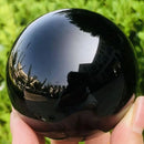 the OBSIDIAN SPHERE - Natural Black Obsidian Sphere, Healing Crystal Magic Ball, Reiki Stones Feng Shui Sphere. Collectibles Home Decor Without Base
