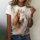 the HORSE HEART - 3D Print Streetwear Casual Fashion Oversized Short Sleeve O-Neck Kids T-Shirts for Women