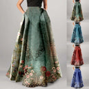 the WALTZ BOHO - Bohemian Floral Print Maxi Skirt High Waist Pocket Long Skirt