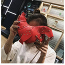 the DINO-MYTE - Trend Fashion 3D Dinosaur Design Rivets PU Leather Chain Purse, Shoulder Bag Tote, Crossbody Mini Messenger Bag