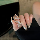 the SERPENT - Fashion Sliver Color Cubic Zirconia Snake Ring for Women Open Adjustable Finger Rings
