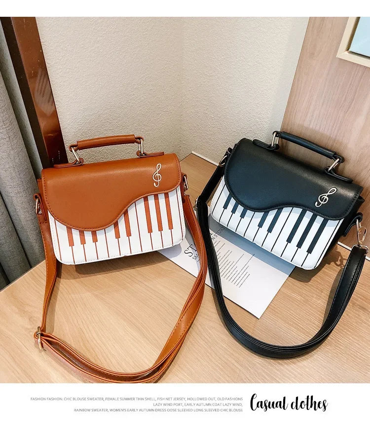 the KEYBOARD - Piano Design Women Shoulder Bags, PU Leather Messenger Bag, Handbag Fashion Crossbody Bag/Pocket Coin Purse