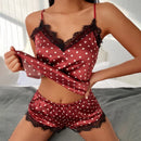 the CUDDLER - Fashion Lace Pajama Set V-Neck Satin Nightdress Sexy Exotic Lingerie Sleepwear