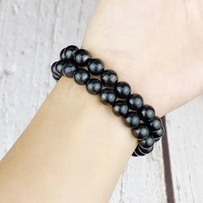 the SHUNGITE - 6MM/8MM Black Russia Shungite Bracelet Beads, Real Natural Crystal Jewelry Energy Stone For Health Care Healing Fengshui