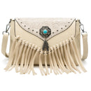 the WESTERNER - Original Design Shoulder Bag for Women, PU Leather Luxury Clutch Designer Handbags, Western Purse Fringe Messenger Bag