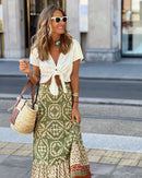 the BOHO MAXI - Boho Print Maxi Fashion 3D Printing Long Casual Loose Summer High Waist Skirts for Women