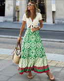 the SUNDAY STROLL - Boho Fashion Long Floral Summer/Autumn Loose Casual Elastic Waist Big Hem Long Skirts
