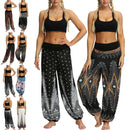 the BROCADE - Women's Bohemian Loose Wide Leg Elastic Waist Feather/Flower Print Baggy Harem Pants