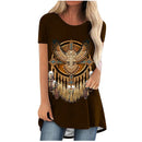 the TRIBAL - Western Aztec 3D Print Short Sleeve Oversized Tunic Tops for Women