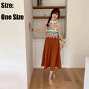 the KNITTED TANK - Women Short Crocheted Tassels Summer Bohemian Hollow Knitted Vest Crop Top Floral Sleeveless Cami O-Neck Beach Top