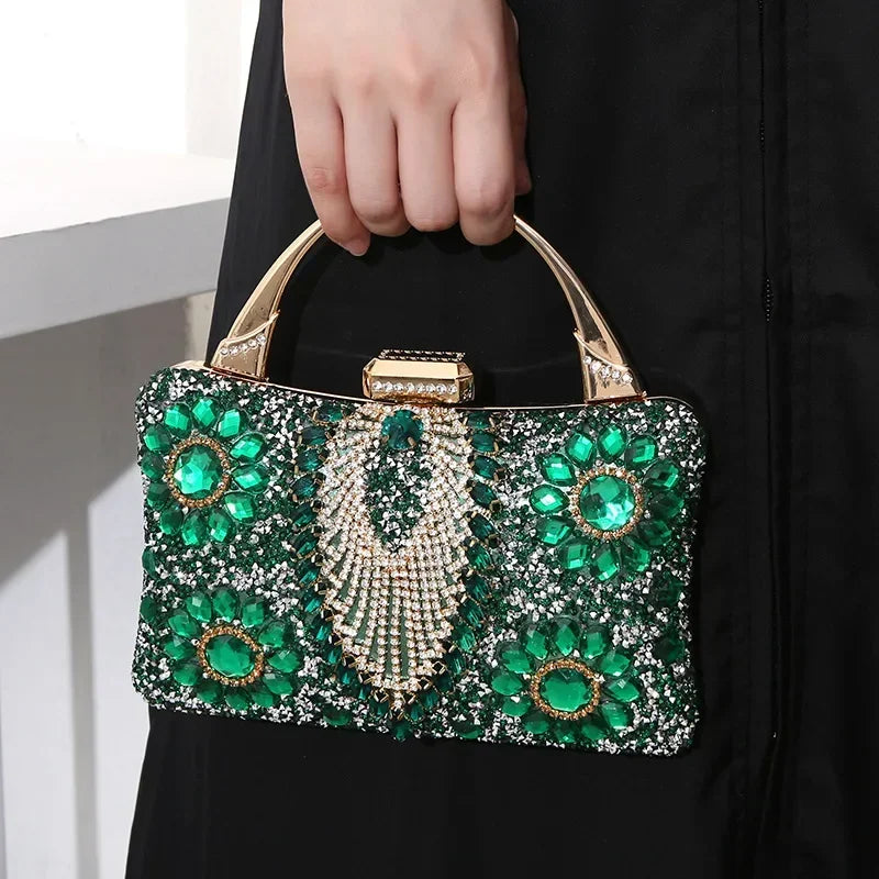 the TREASURE - Rhinestone Beaded Clutch Evening Bag, Women Wedding Party Purse, Evening Banquet Bag