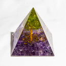 the GENERATOR - Natural Crystal Energy Generator Pyramid, Peridot Amethyst Reiki Healing Chakra Resin Pyramid, Egyptian Decor Room Decoration 1pc