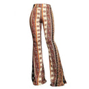 the VINTAGE BOHO - Women Tight-Fitting Hip Flare Pants Retro Print Big Bell-Bottom Boho Printed Flare Pants