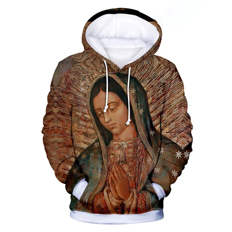 Virgin Mary 3D Print Hoodies Women Men Retro Streetwear Oversized Pullovers Y2k Hoodie Harajuku Sweatshirts Woman Tops Clothing