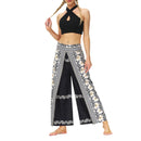 the MORACCAN - Women's Summer Casual Loose Wide Leg Wrap Long Soft Slit Leg Harem Dance Beach Boho Baggy Yoga Pants