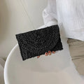 the LETTER BAG - Fashionable Corn Husk Straw Bags, Hand-Woven Women Clutch, Envelope Handbag Long Purse for Female, Summer Beach Bag