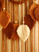 the AUTUMN FALL - Leaf Macrame Tapestry, Brown Green Wall Tapestry, Boho Home Decoration, Macrame Wall Hanging, Home Living Room Decor Gift
