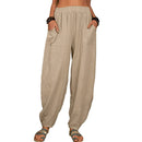 the BOHO JOGGER - Casual Women Harem Pants Cotton Linen Loose Wide Leg Long Pants