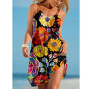 the SUNFLOWER - Summer Sunflower Beach Dress 3D Print Vacation Party Sundress Casual Sleeveless Beachwear Dress