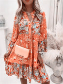 the PRETTY PAISLEY - Casual Floral Print Boho V-Neck Loose A-Line Elegant Beach Dress for Women