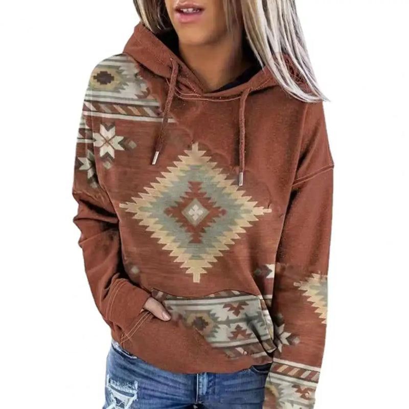 Women's Hoodie Sweatshirt Pullover Vintage Ethnic Neon Geometric Vintage Ethnic Street Casual Hoodie Long Sleeve Top