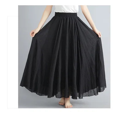 Fashion Clothes Women Clothing Skirts Vintage Y2k Elegant Streetwear Bohemian Cotton Linen Casual Vestido De Festa Long Skirt