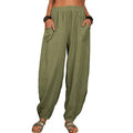 Casual Women Harem Pants Summer Female Cotton Linen Loose Wide Leg Long Pants Homewear LRFZ-922