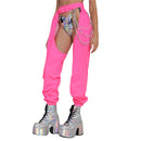 the CHAPS - Women's Festival Rave Pants Chaps Sexy Bottomless Hollow Out Patchwork Solid Loose Fit Buckle Trousers for Club Wear