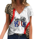 the SOFTBALL MOM - Summer Baseball MOM 3D Print V-Neck Short Sleeve Harajuku Streetwear Oversized T-Shirts for Women