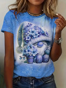 the HAPPY GNOME - Gnomes Printed Comfortable Crew Neck Short Sleeves Summer Style Casual T-Shirts for Women